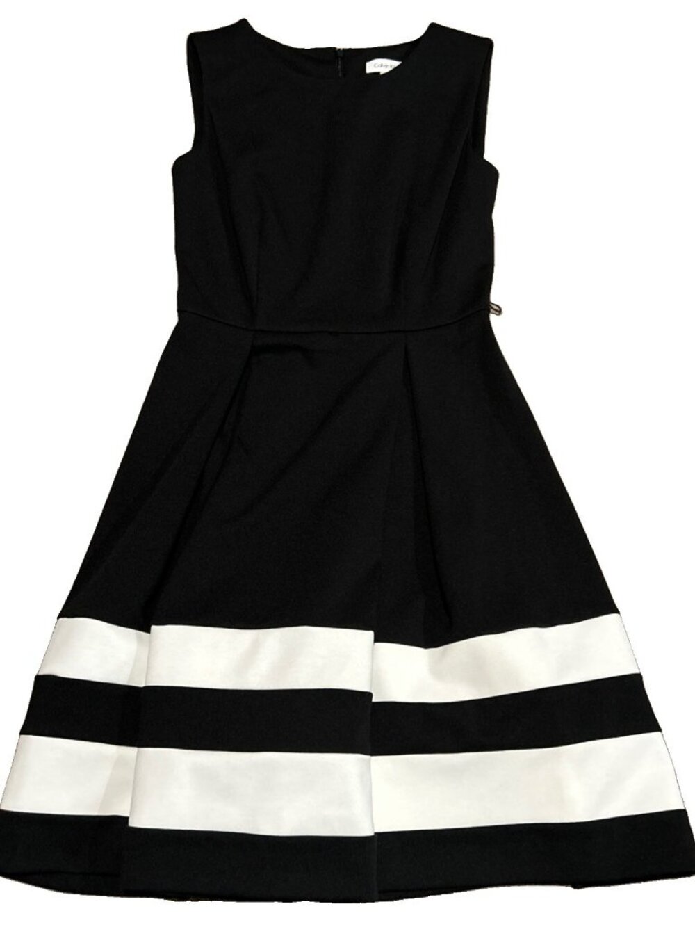 Calvin Klein Women's Black & White Striped Sheath Dress Size 2